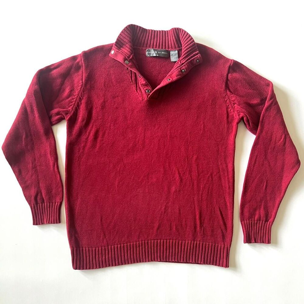 Oscar de la Renta red cotton pullover sweater